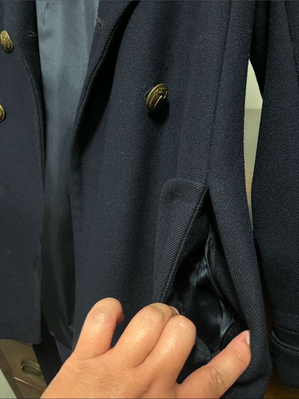 J Crew Women's Size 6 Navy Wool Pea Coat - Picture 8 of 16